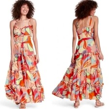 Alexis for Target Mixed Floral Sleeveless Tiered Ruffle Maxi Dress Sz L Boho