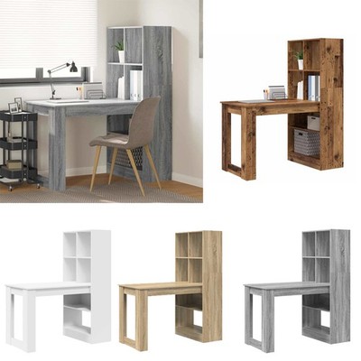 Computertisch Schreibtisch mit offenen Regalen und Ablagefächern Holz 8 Farben G