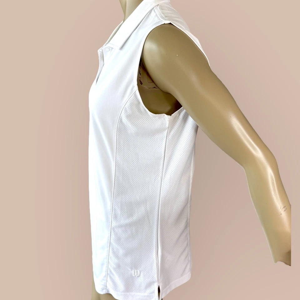 Camisa polo feminina Wilson atlética desempenho golfe sem mangas GG branca - Imagem 3 de 4