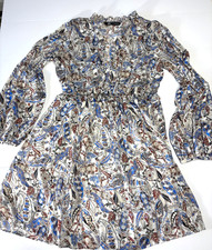 ZARA LONG SLEEVE MINI DRESS PAISLEY PRINT SIZE L