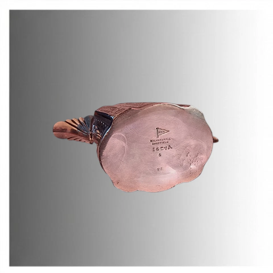 Antique Walker & Hall Silver Plated Cream Jug 1677A Sheffield – Ornate Engraved — 第 4/4 张图片