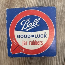 Ball GOOD LUCK Jar Rubbers Regular Mouth Split Tab Open Box Of 12 VTG 70's NOS