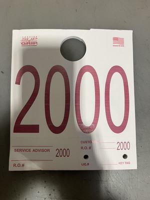 Service Dispatch Numbers Hang Tags 4 Digit 1000/Box 2000-2999 RL-78 m-fb-9933-52