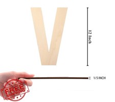 12 Inch Large Wood Letter V Unfinished for Wall Decor DIY Craft