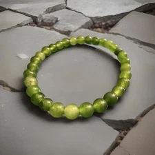 Natural Green Nephrite Jade Beaded Bracelet 6mm Stacking Healing Stone