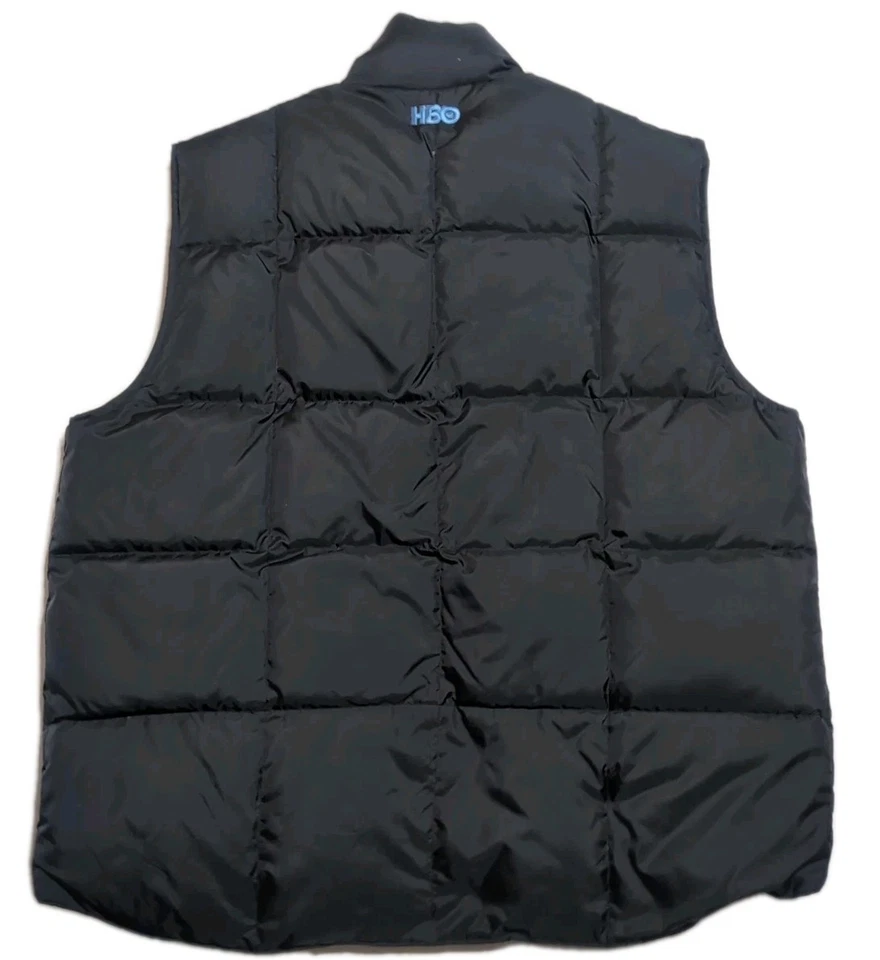Vintage 90s HBO Inside The NFL Down Vest L Black Blue – Promo Sports RARE - Image 2 of 4