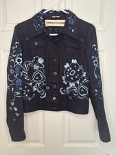 Moschino Cheap and Chic Women's Blue Floral Embroidered Jacket 6 Made In Italy