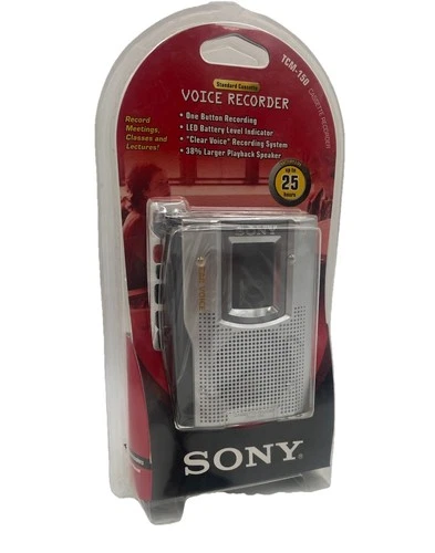 Sony TCM-150 Clear Voice Handheld Cassette Recorder 3.5mm Jack Gray New