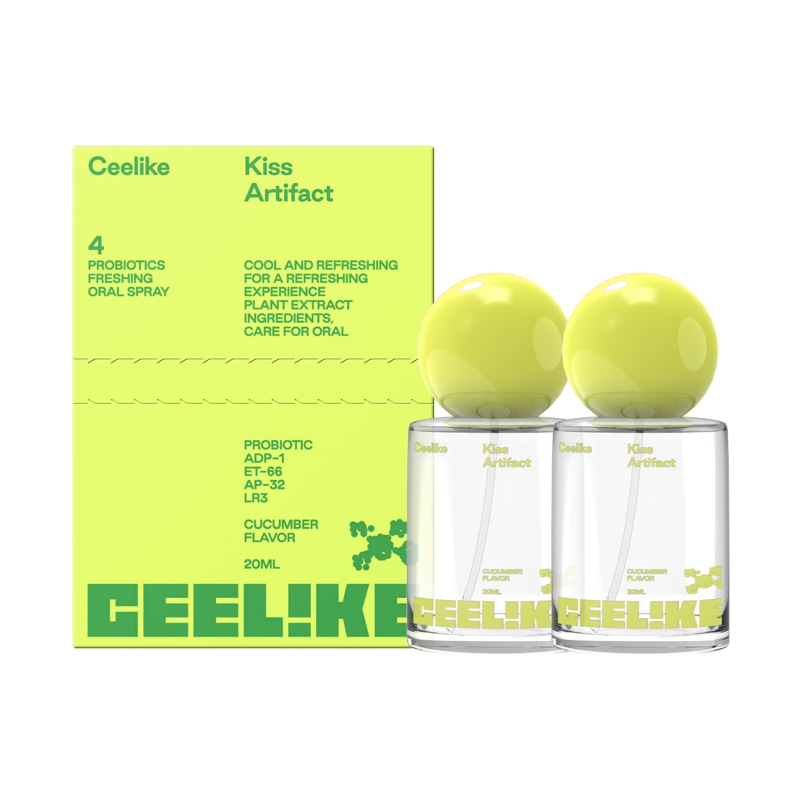 CEELIKE Probiotic Mouth Spray - Fresh Breath & Cucumber Flavor - 2 x 20ml