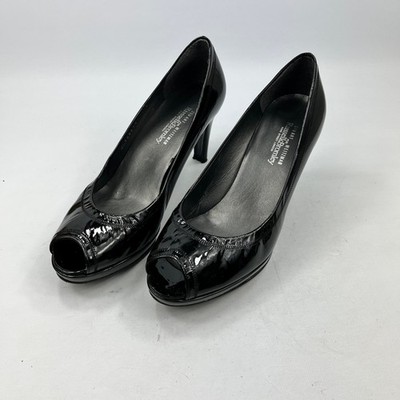 Stuart Weitzman Russell&Bromley Damen-Absätze schwarz Lackleder zehenfrei UK6,5
