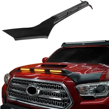 Hooke Road Tacoma Hood Deflector Bug Protector Shield Guard with Amber LEDLights