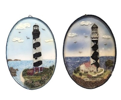 Cape Hatteras & Cape Lookout NC Lighthouse Wall Plaques - 3D Nautical Decor