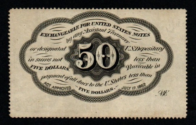 PERFORATED 1st Issue 50c 1862-63 CRISP AU Fractional Currency! - Image 2 of 2