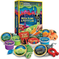 NATIONAL GEOGRAPHIC Mega Slime Kit Putty Lab - 4 Types of Slime plus 4 Types o