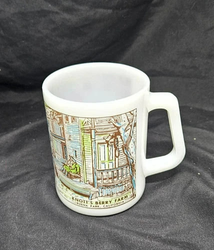 Vintage Knott's Berry Farm~Blacksmith Shop~ Federal~White~~Milk Glass~~Cup~~Mug