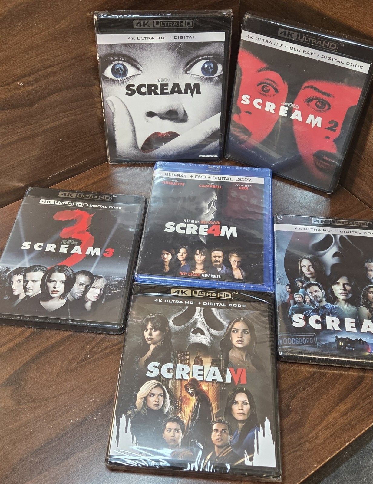 Scream Library Case Scream 1,2,3,5,6 (4K) + Scream 4 (Blu-ray)-NEW (Sealed)-Free Box ...