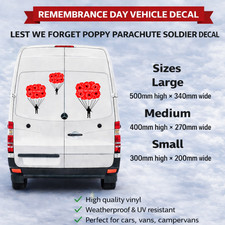 Lest We Forget Car Van Window Vinyl Decals Stickers Memorial Poppy CamperCaravan