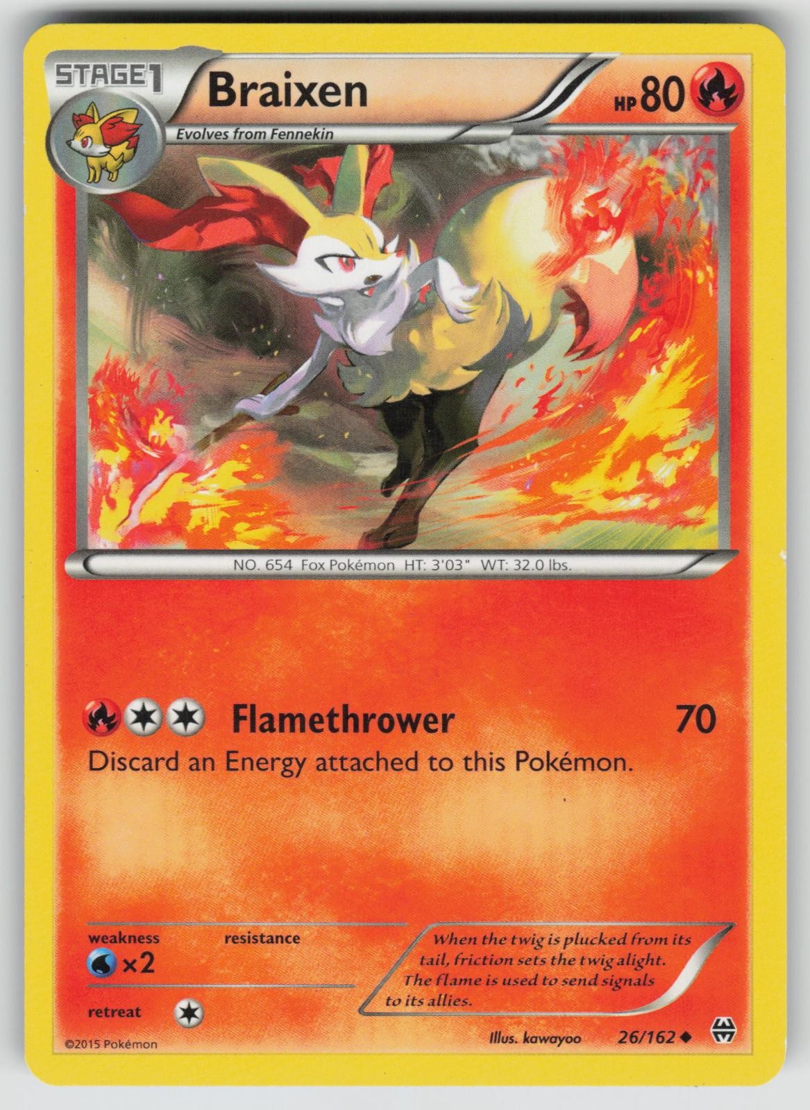 BRAIXEN 26/162 UNCOMMON BREAKTHROUGH POKEMON MODERATELY PLAYED