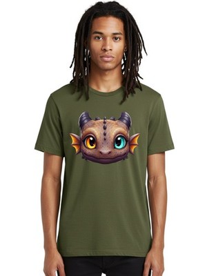 Dragon-Head Mens Graphic Tee, 100% Cotton, Casual Summer Wear