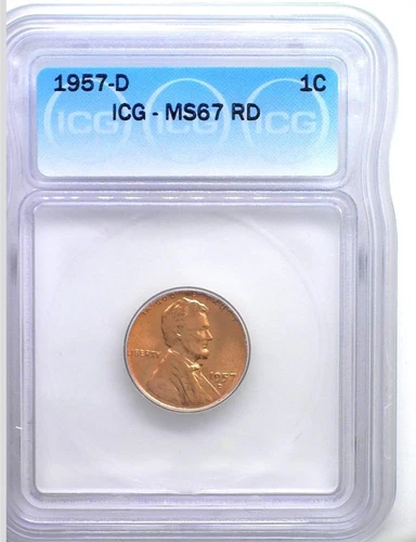 1957-D Lincoln Wheat Cent MS67 RD ICG 6315970191 LUSTER SHINE!!