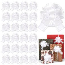 24 PCS White Ribbon Pull Bows Gift Wrapping Wedding Birthday Party Decoration