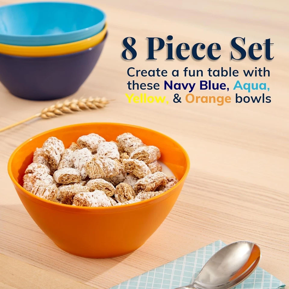 Palha de trigo acrílica dos EUA inquebrável 28 oz. Tigelas empilháveis de cereais para lanches e gelo - Imagem 3 de 4