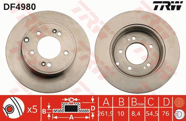 Jeu de 2 disques de frein Hyundai Sonata V 2.0 CRDI et 2.4 de 280mm en acier carbone