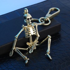 Halloween Zinc Articulated Skeleton Skull Keychain Keyring Bag Charm Accessory