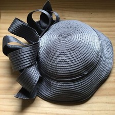 Vintage Brenda Waites Bolling Woven Cloche Hat Strapped Silver Gray Made in USA