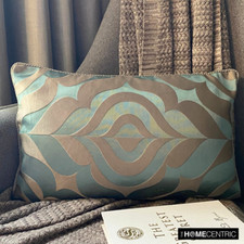Decorative Blue Lumbar Pillow Cover Modern Jacquard - Dimensional Saga