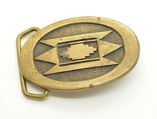 BTS Brass Native American Tribal Aztec Southwestern 70s Vintage Belt Buckle