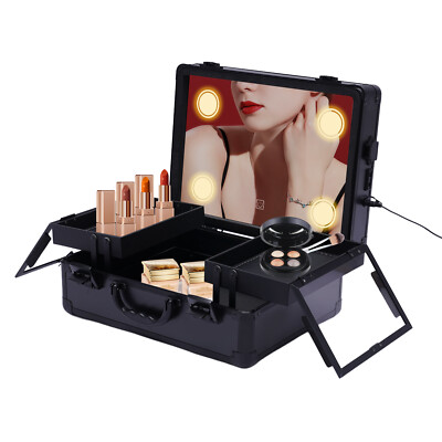 Make-up Set  Tragbar  Cosmetic Box Train Case Aufbewahrungsbox mit Lichtern