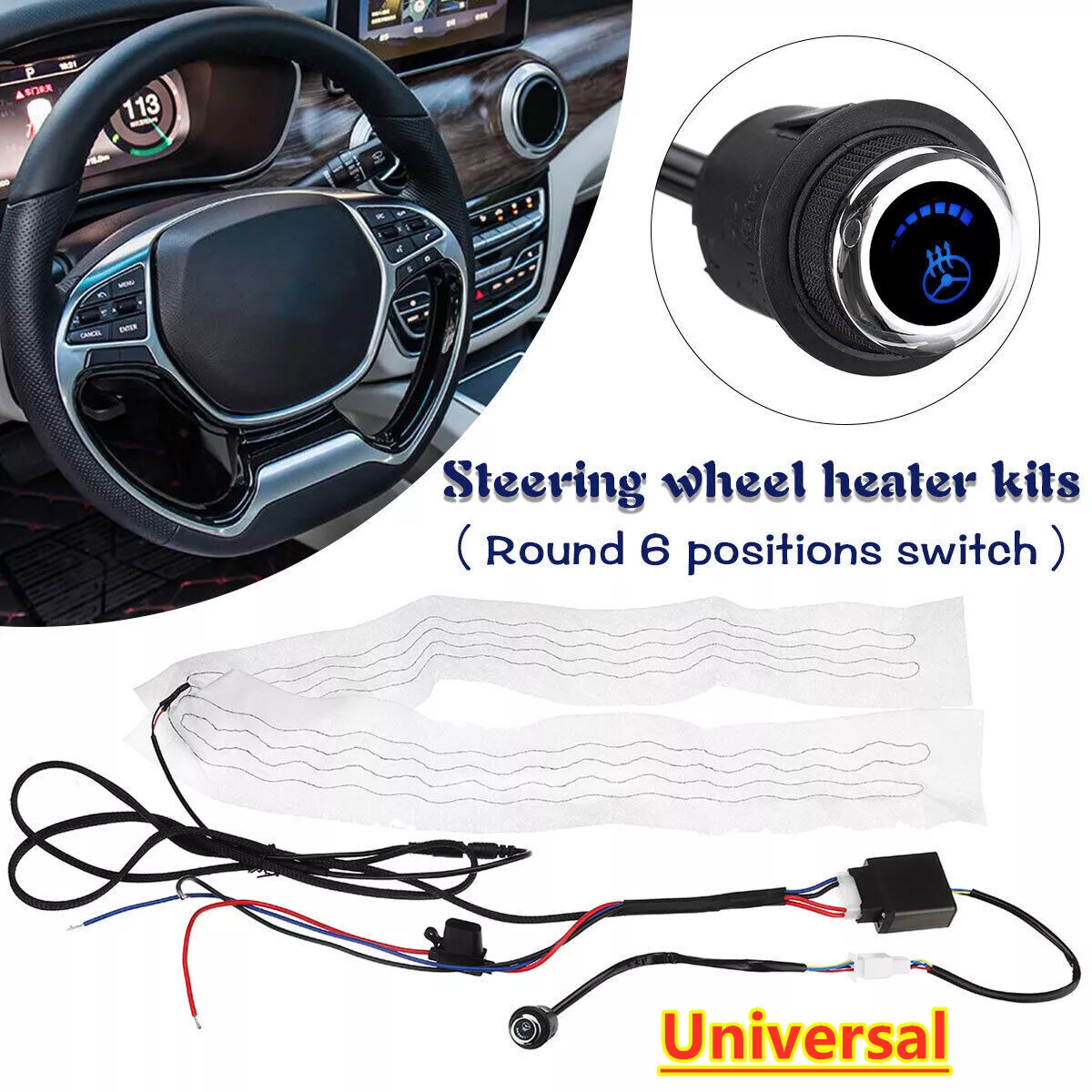 12V Car Truck Steering Wheel Heater Adjustable Heating Kit Winter Heated  Pad