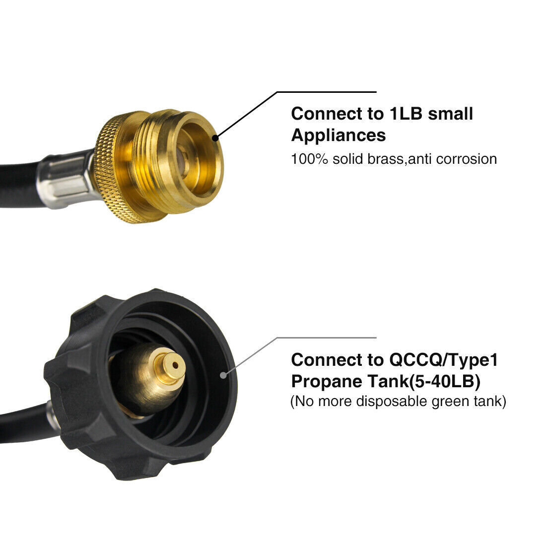 BLUEFIRE 8FT HighPressure Propane Tank Adapter Hose,1lb to 20lb,QCC1/Type1 eBay