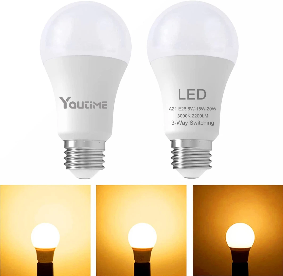 Soft White 3 Way led Light Bulbs 50 100 150 Watt Equivalent 3000k,  Incandescent | eBay