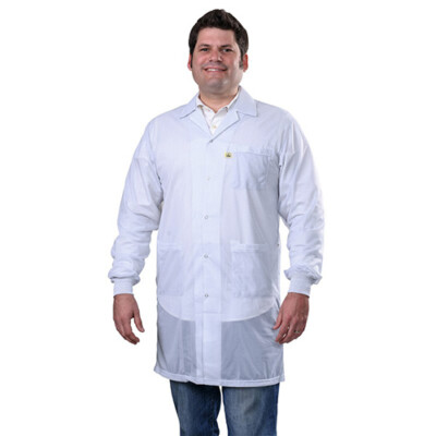Desco 73632 Statshield ESD Smock, Lab Coat,Knitted Cuffs, White,Medium