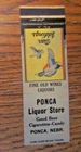 PONCA, NEBRASKA MATCHBOOK COVER: PONCA LIQUOR STORE EMPTY 1940s MATCHCOVER -A