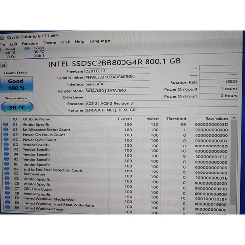 Intel 800GB DC S3500 6G/s 2.5" SATA SSD SSDSC2BB800G4P Version for server - Picture 2 of 2
