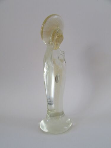 Vintage MURANO Italy Clear Glass Gold Dust Praying Madonna Angel Figure 10" - Picture 3 of 8