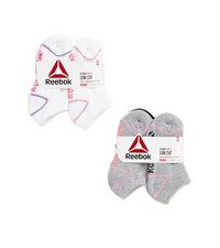 Reebok Girls Lowcut Performance Training Socks 6 Pk Gray SM or White SM-MED NEW