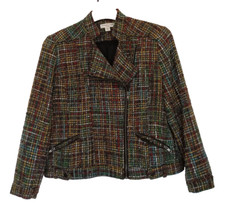 Coldwater Creek Women's Jacket Size Petite 14 Multi Color Tweed Fully Lined Zip