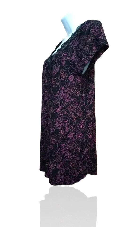 Apt. 9 Intimates Ladies M Rayon Sleep Top, Pink/Black, Floral. H-3 - Image 4 of 4