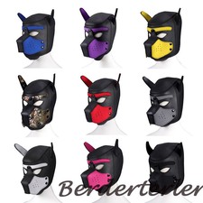 Fashion Padded Latex Rubber Role Play Mask Puppy Cosplay Full Head Hood 9 Colors
