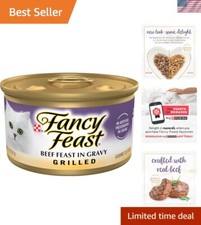 Savory Wet Cat Food Feast - Premium Beef Pate in Gravy, 24-Pack of 3 oz. Cans 9.33 per gallon