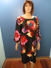 plus size 20W black and red floral boat nek zip up dress by MELONIE