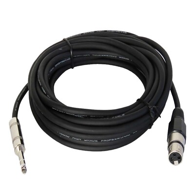 25ft XLR 6.35mm Cable Quarter Inch Stereo Male To 3-Pin XLR Audio Female Cable