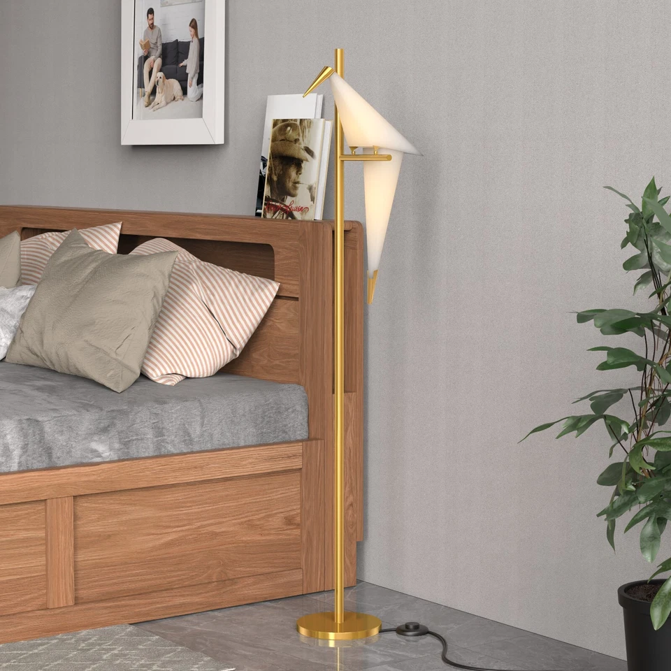 Modern Paper Crane Bird LED Light Bedside Bedroom Reading Floor Light /Desk Lamp - Image 3 of 4