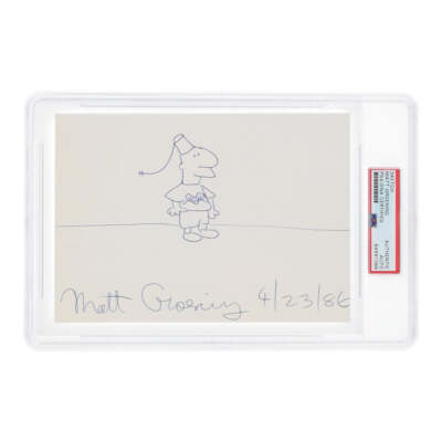Matt Groening Signed ''Life in Hell'' Vintage Hand-Drawn Sketch Inscribed ''4/23/86