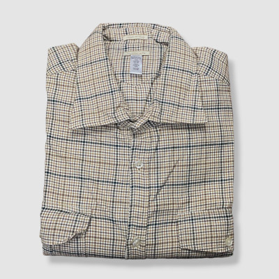 $476 Massimo Alba Men's Beige Check Long Sleeve Button-Up Shirt Size Medium