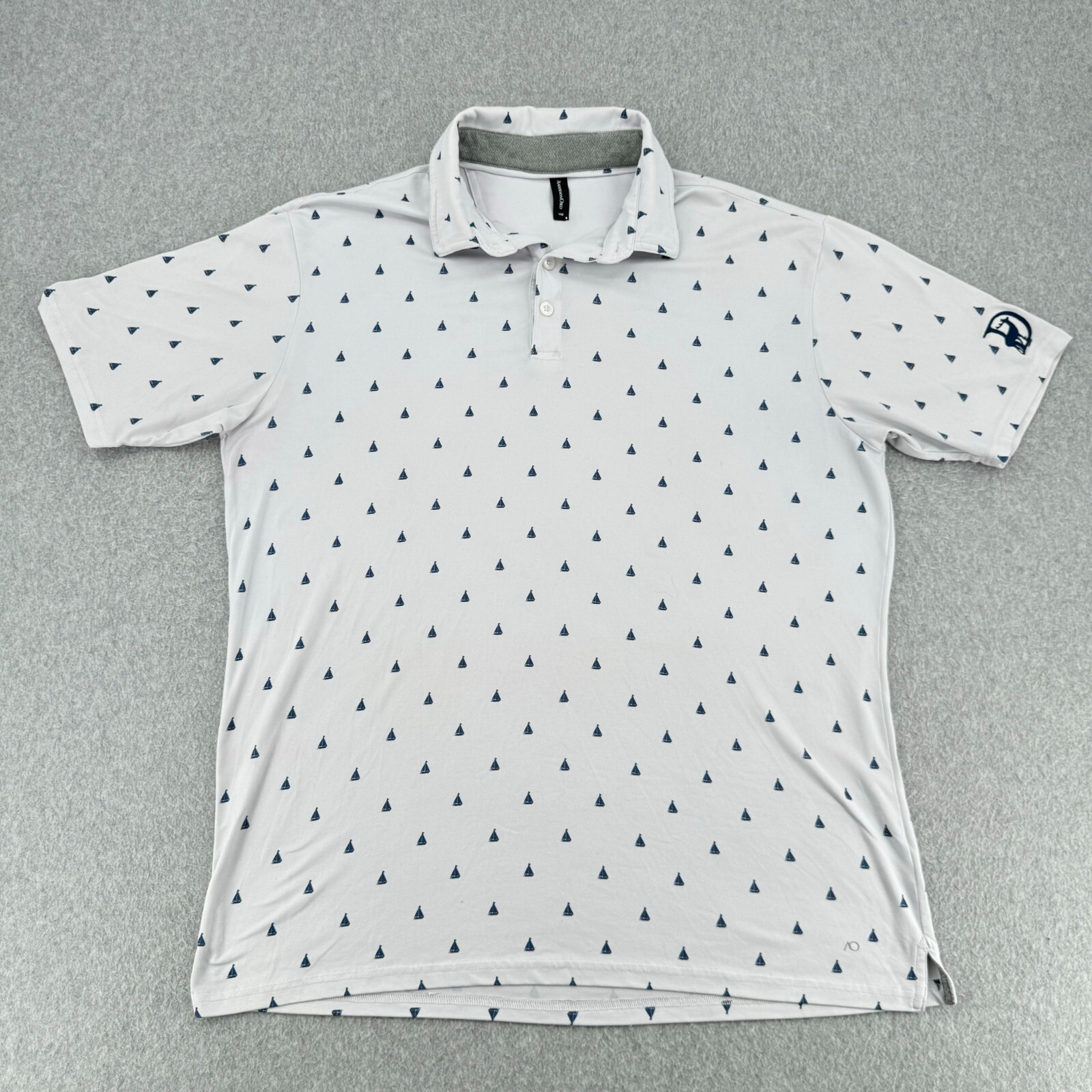 Anderson Ord Shirt Men's Large White Geometric Sail Print Short Sleeve Golf Polo